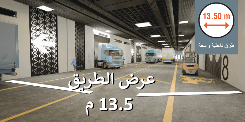 مركز للإنتاج دائم مع طرق داخلية واسعة بغير ازدحام